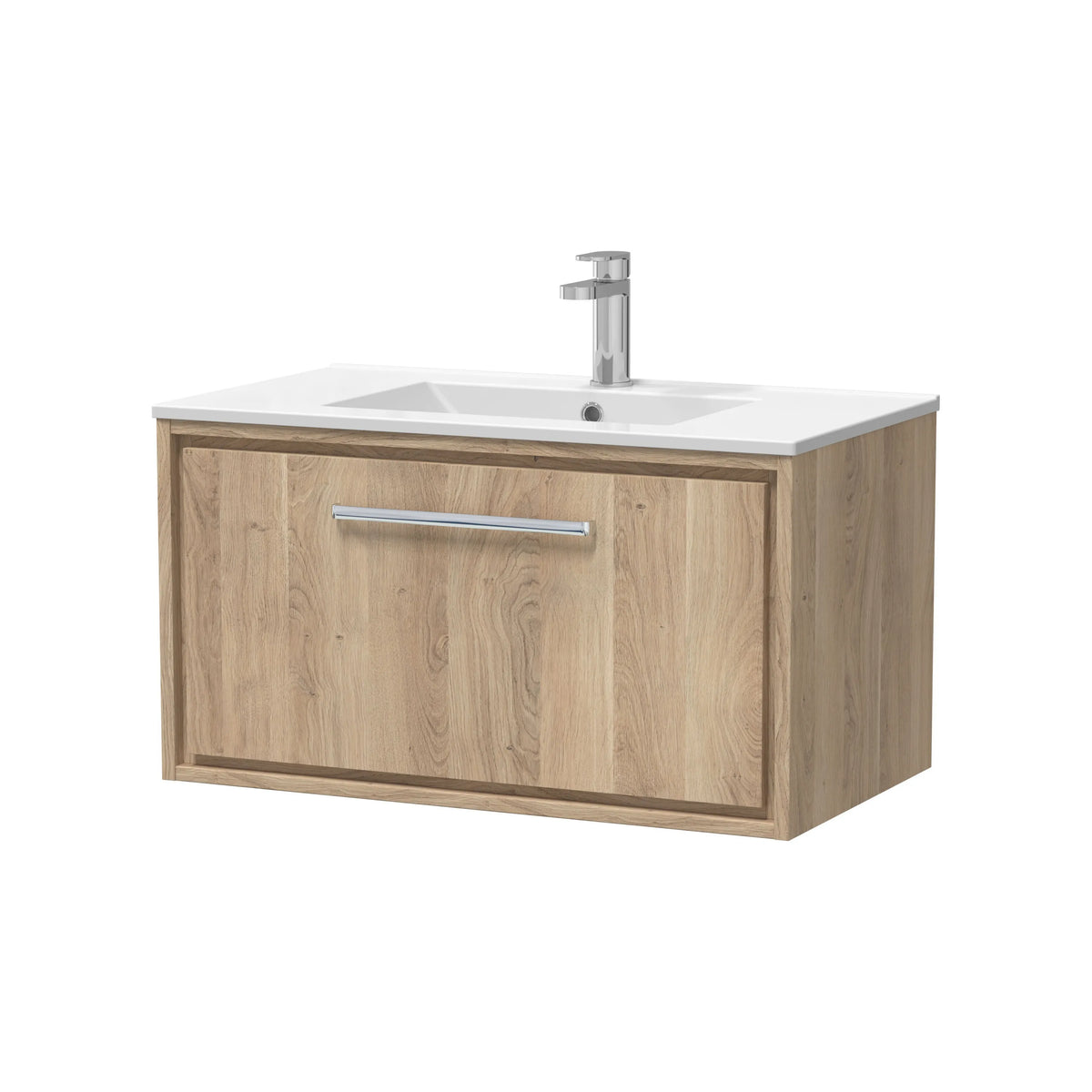 Hudson Reed Lille 800mm Bleached Oak 1 Drawer Wall Hung Vanity Unit & Basin
