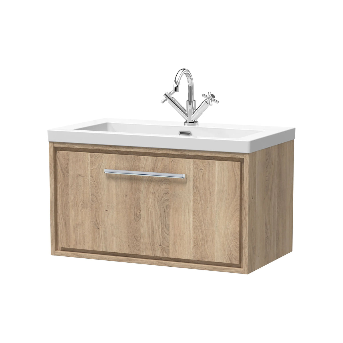 Hudson Reed Lille 800mm Bleached Oak 1 Drawer Wall Hung Vanity Unit & Basin