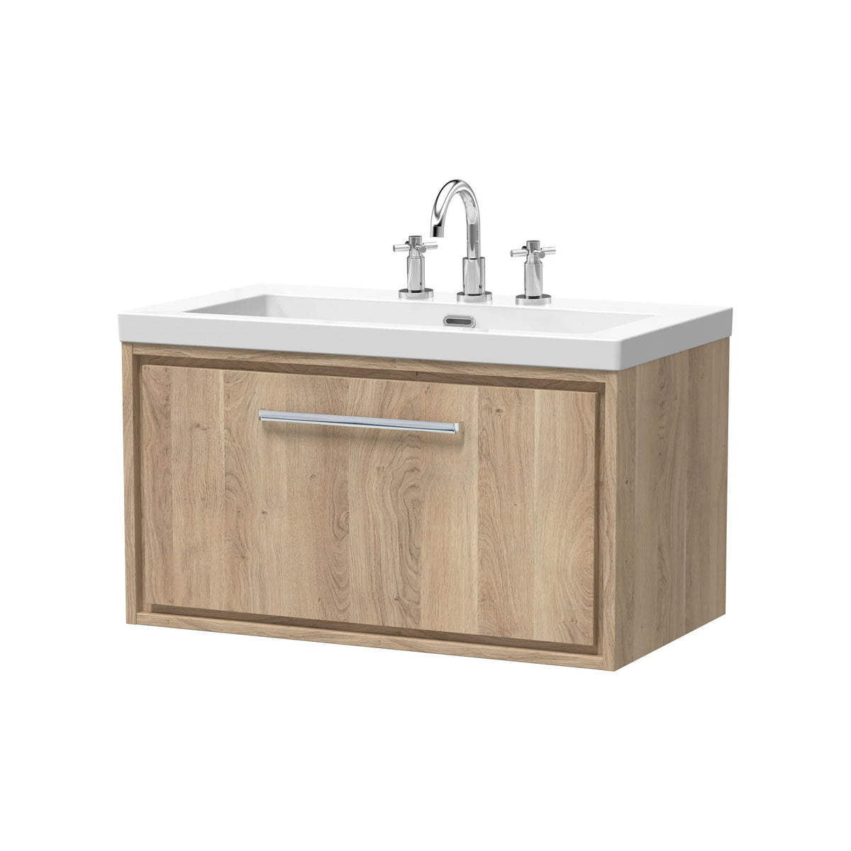 Hudson Reed Lille 800mm Bleached Oak 1 Drawer Wall Hung Vanity Unit & Basin