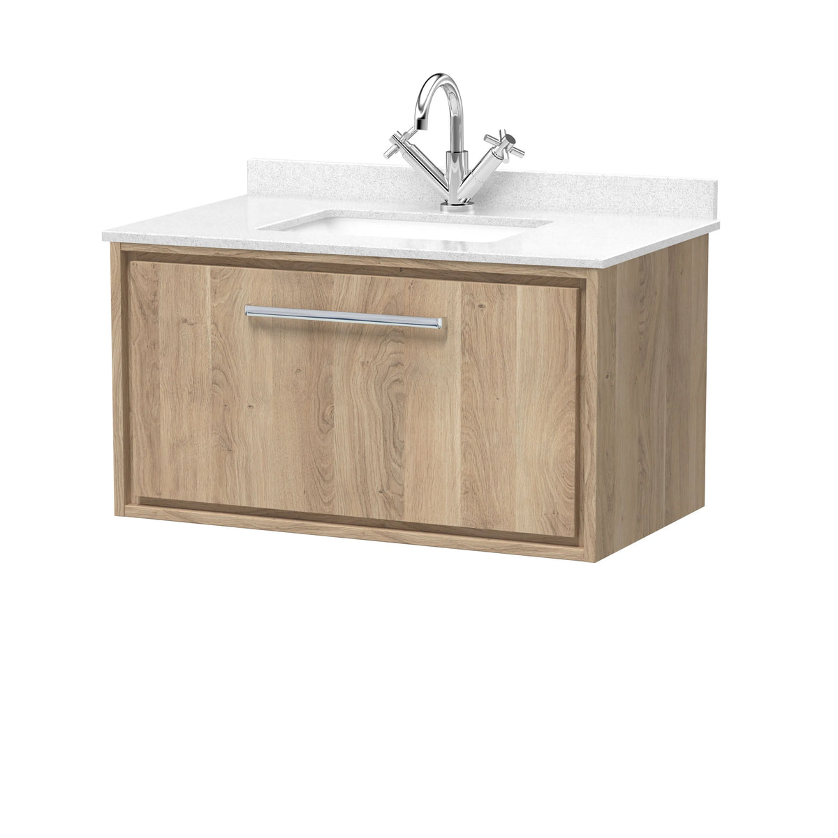 Hudson Reed Lille 800mm Bleached Oak 1 Drawer Wall Hung Vanity Unit & Basin