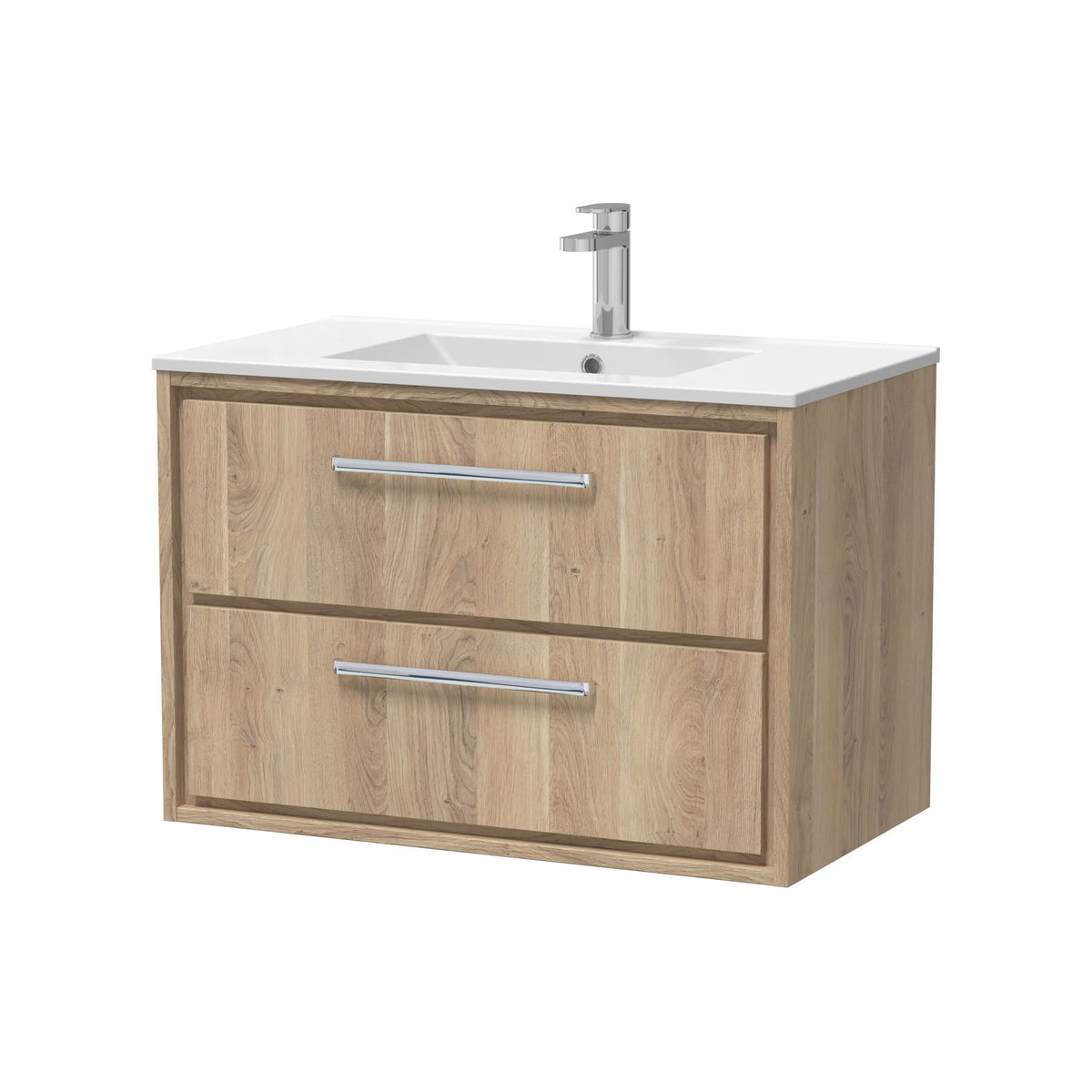 Hudson Reed Lille 800mm Bleached Oak 2 Drawer Wall Hung Vanity Unit & Basin