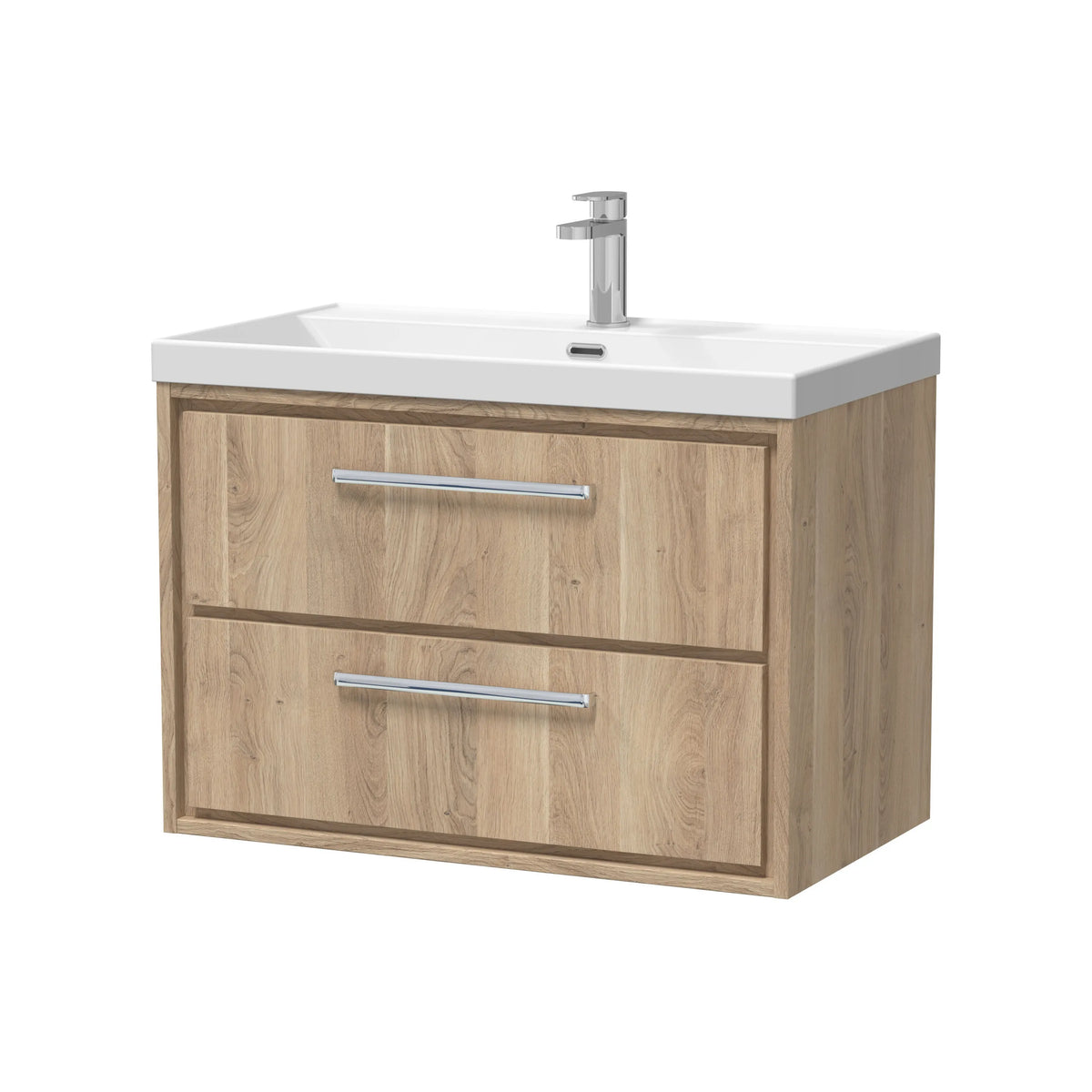 Hudson Reed Lille 800mm Bleached Oak 2 Drawer Wall Hung Vanity Unit & Basin