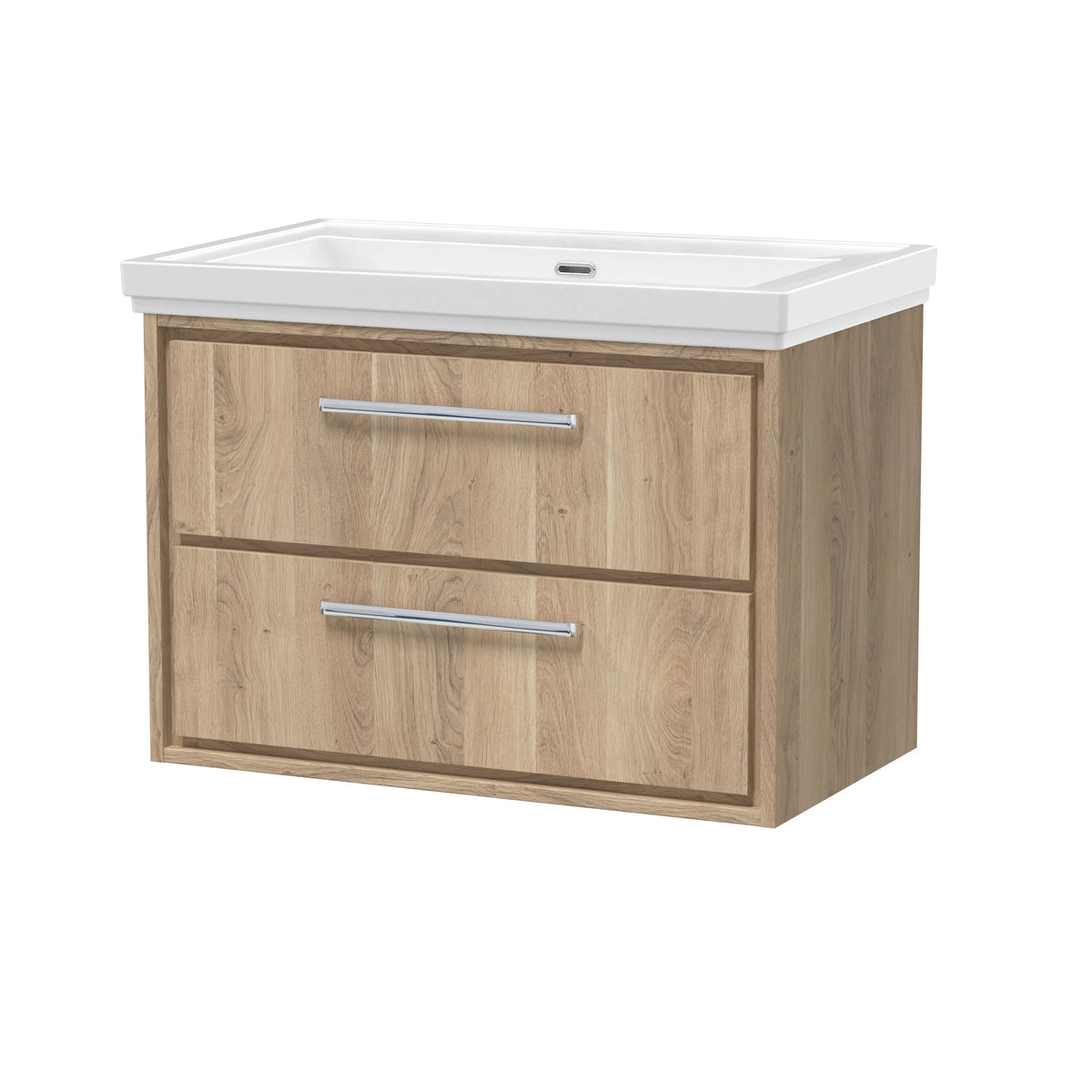 Hudson Reed Lille 800mm Bleached Oak 2 Drawer Wall Hung Vanity Unit & Basin