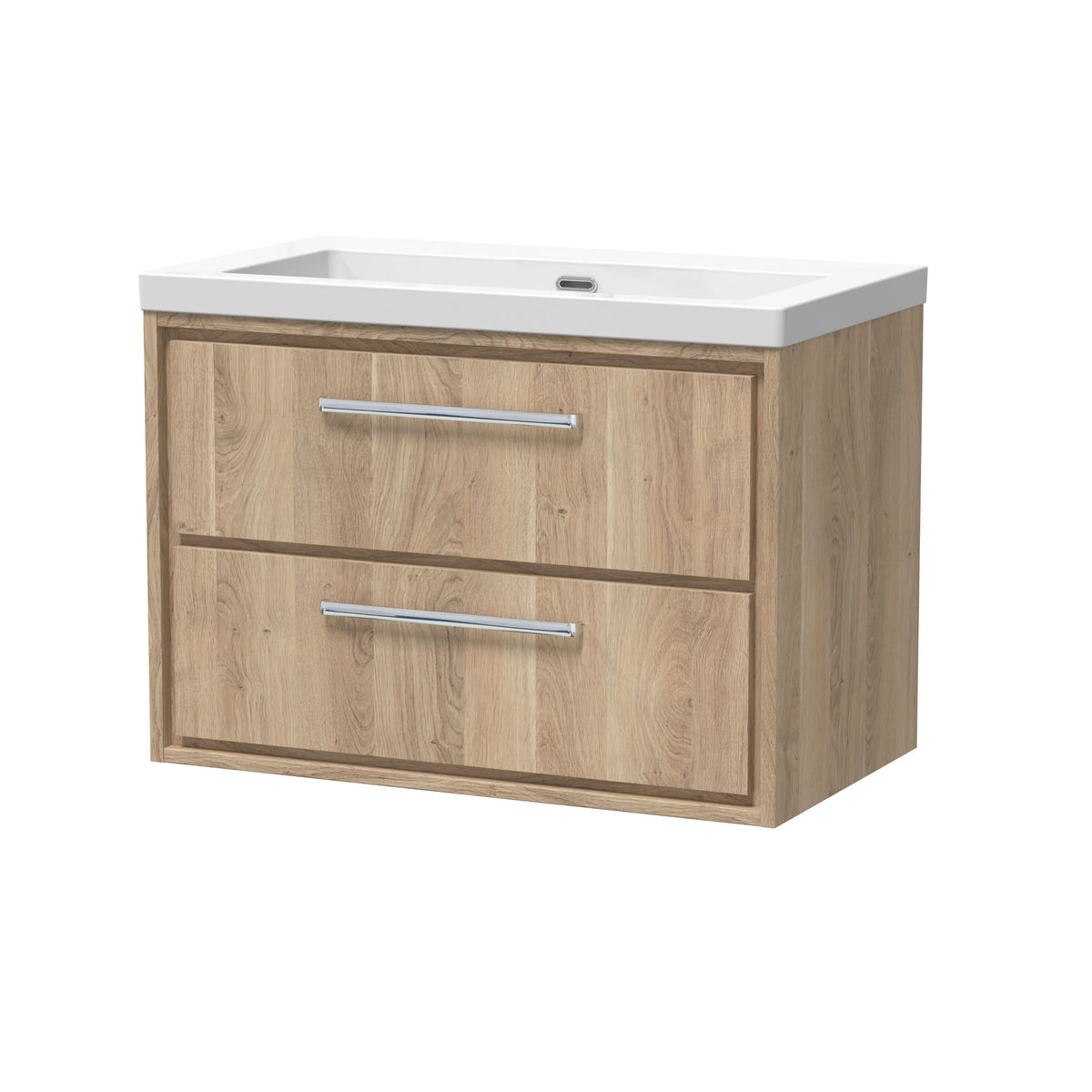 Hudson Reed Lille 800mm Bleached Oak 2 Drawer Wall Hung Vanity Unit & Basin