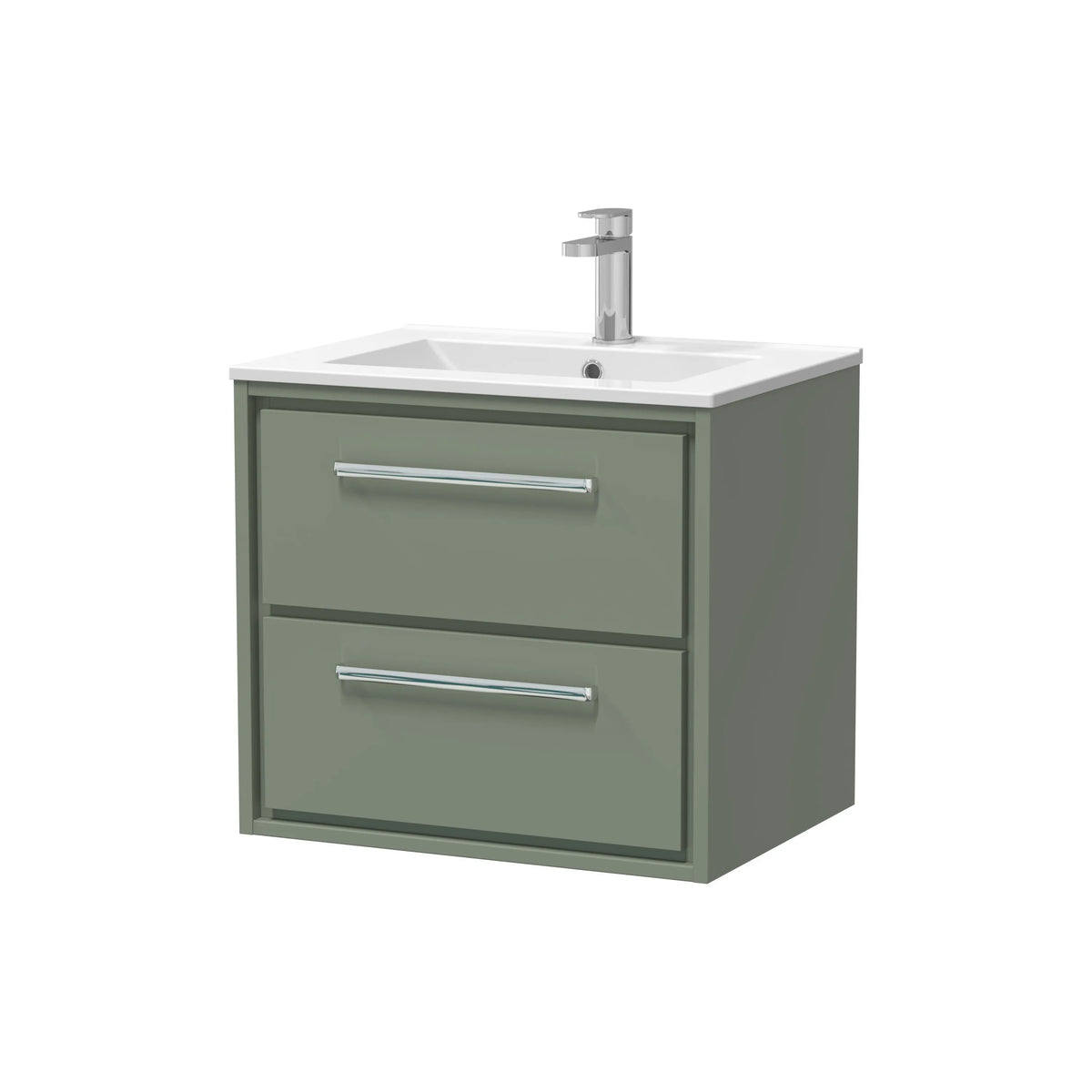 Hudson Reed Lille 600mm Fern Green 2 Drawer Wall Hung Vanity Unit & Basin