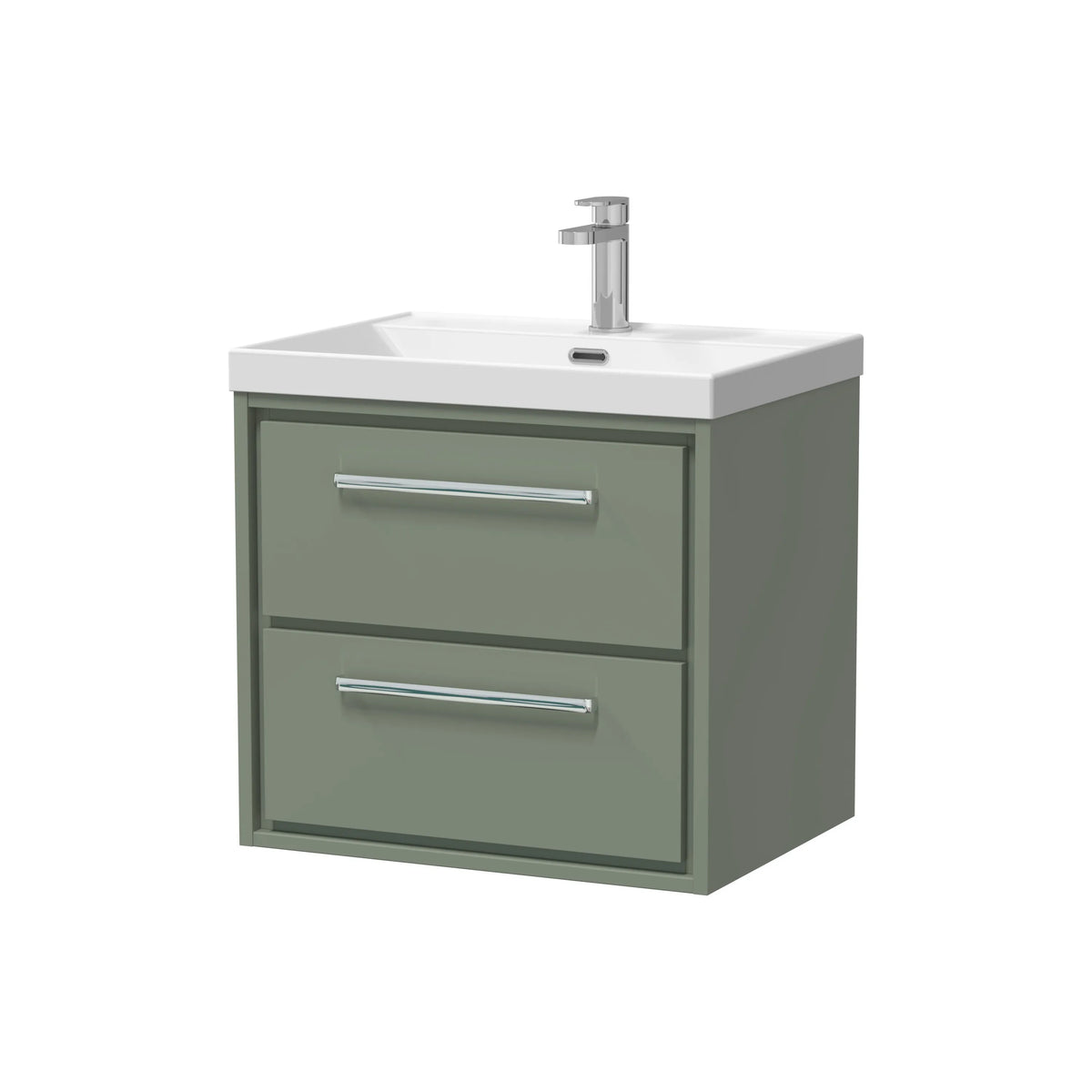 Hudson Reed Lille 600mm Fern Green 2 Drawer Wall Hung Vanity Unit & Basin