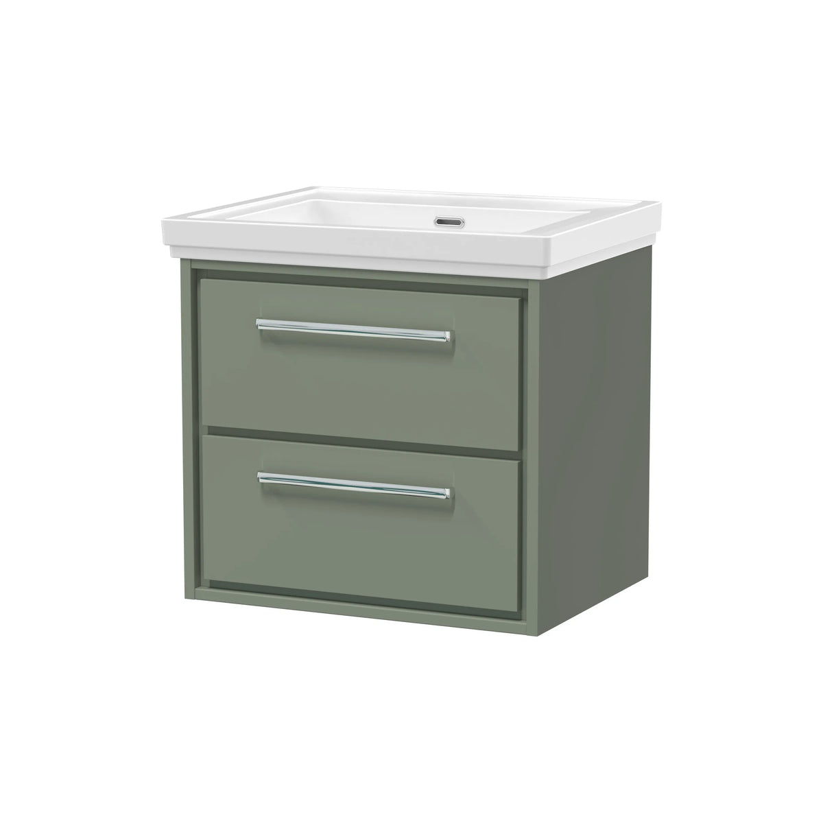 Hudson Reed Lille 600mm Fern Green 2 Drawer Wall Hung Vanity Unit & Basin