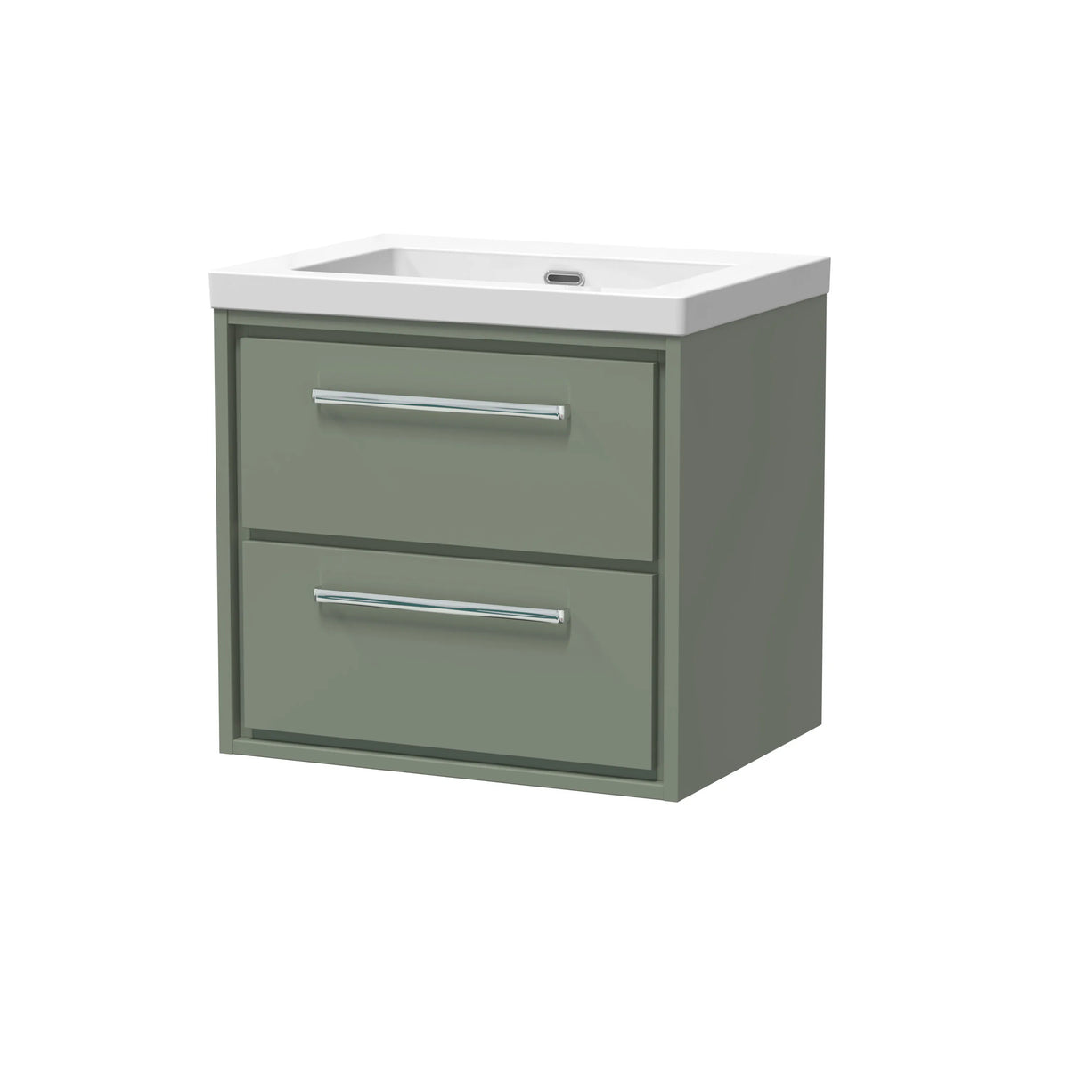 Hudson Reed Lille 600mm Fern Green 2 Drawer Wall Hung Vanity Unit & Basin