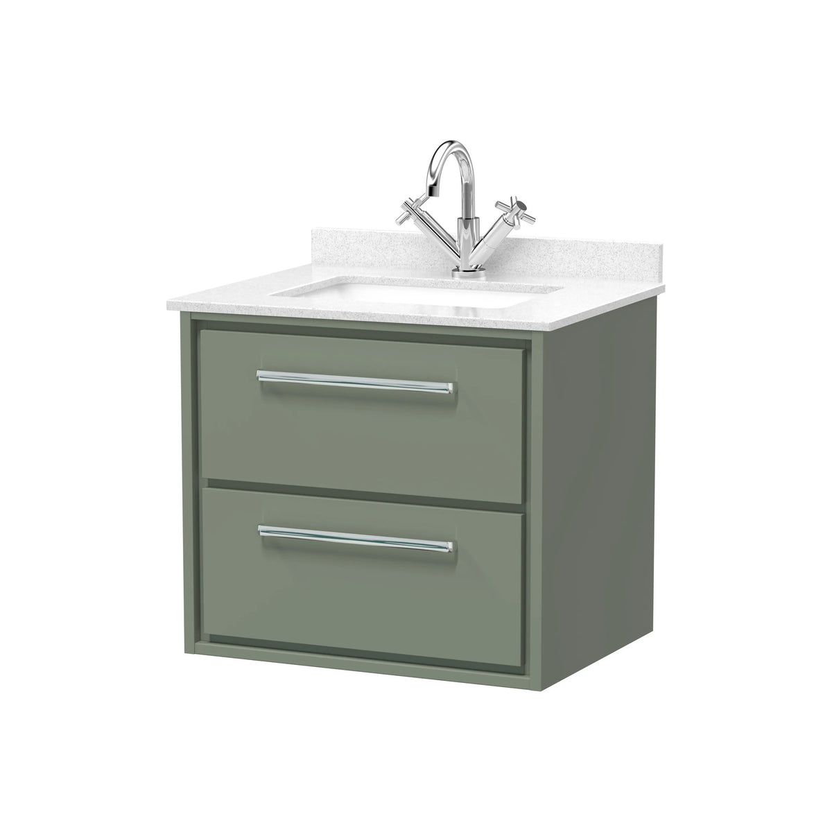 Hudson Reed Lille 600mm Fern Green 2 Drawer Wall Hung Vanity Unit & Basin