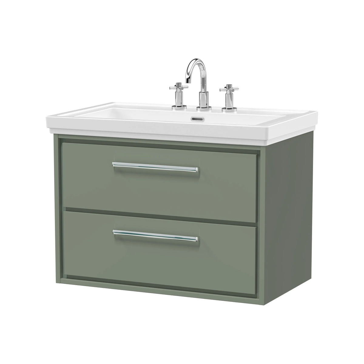 Hudson Reed Lille 800mm Fern Green 2 Drawer Wall Hung Vanity Unit & Basin