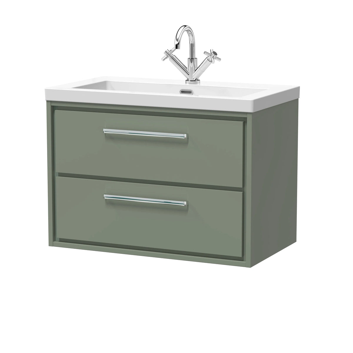 Hudson Reed Lille 800mm Fern Green 2 Drawer Wall Hung Vanity Unit & Basin