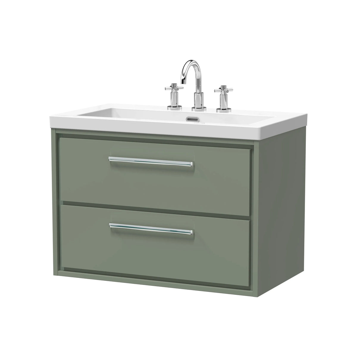 Hudson Reed Lille 800mm Fern Green 2 Drawer Wall Hung Vanity Unit & Basin