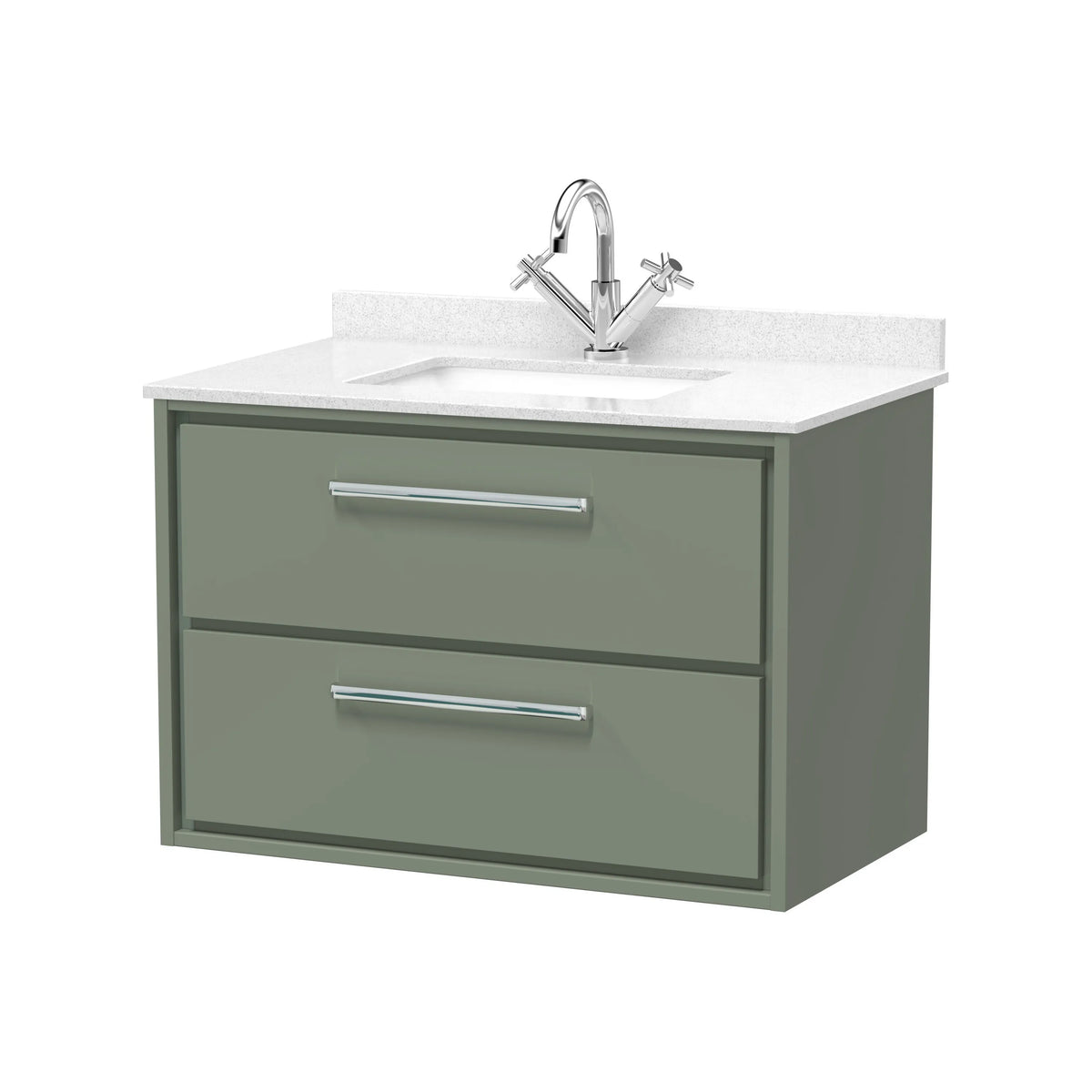 Hudson Reed Lille 800mm Fern Green 2 Drawer Wall Hung Vanity Unit & Basin