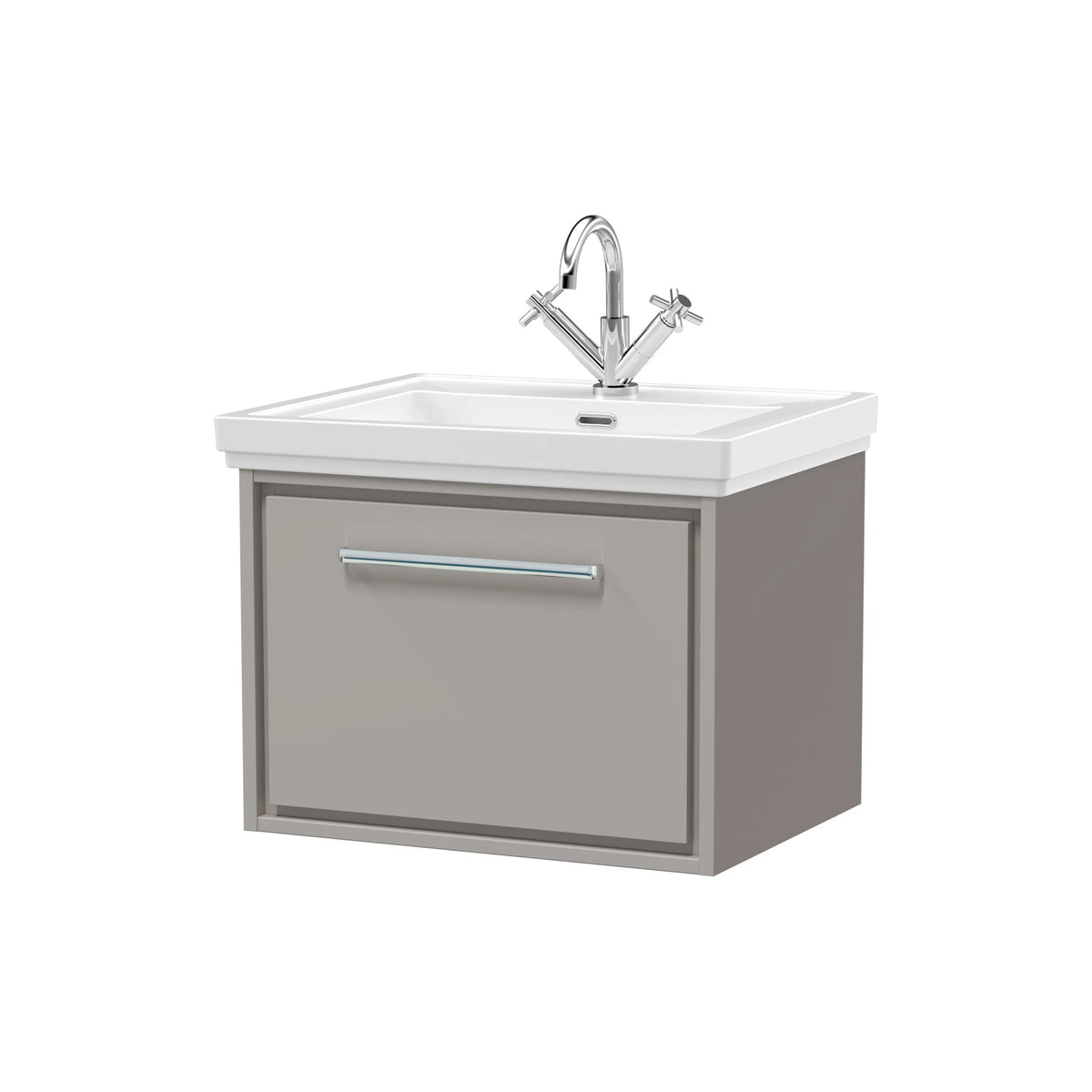 Hudson Reed Lille 600mm Pebble Grey 1 Drawer Wall Hung Vanity Unit & Basin