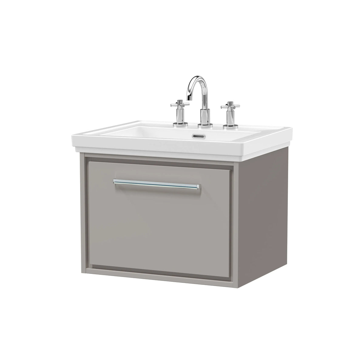 Hudson Reed Lille 600mm Pebble Grey 1 Drawer Wall Hung Vanity Unit & Basin
