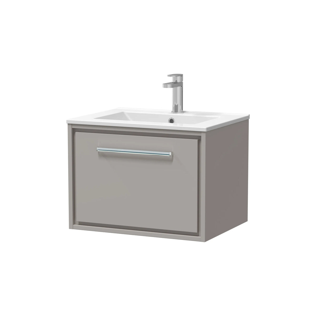 Hudson Reed Lille 600mm Pebble Grey 1 Drawer Wall Hung Vanity Unit & Basin