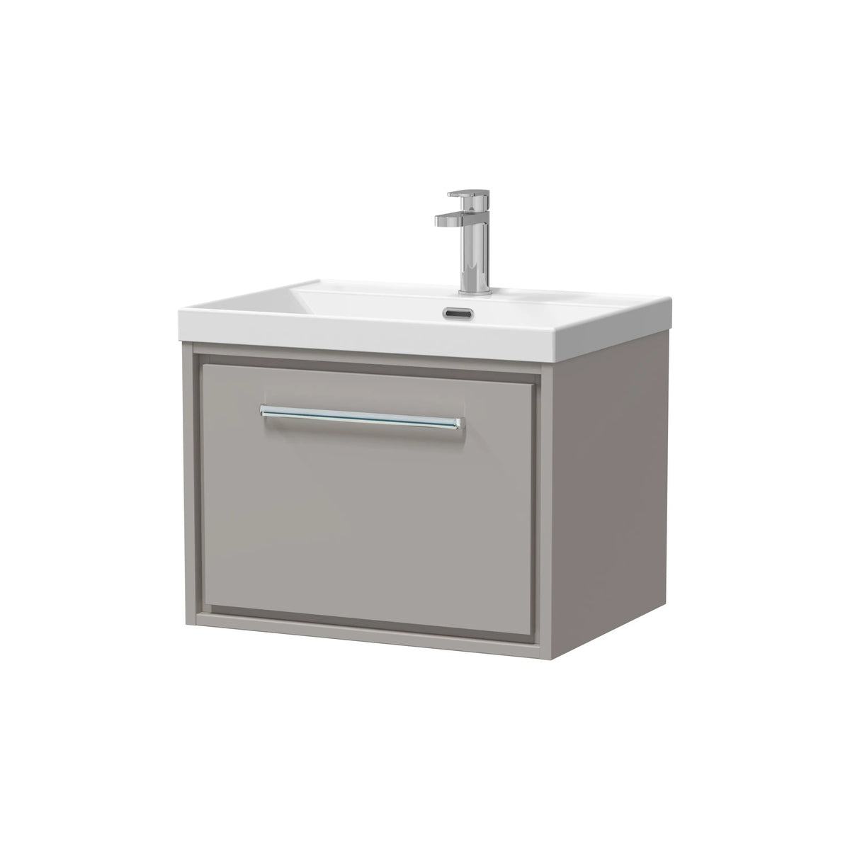 Hudson Reed Lille 600mm Pebble Grey 1 Drawer Wall Hung Vanity Unit & Basin