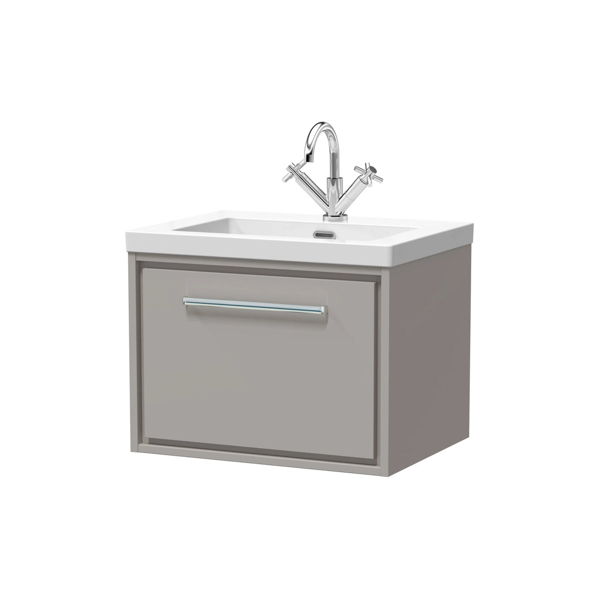 Hudson Reed Lille 600mm Pebble Grey 1 Drawer Wall Hung Vanity Unit & Basin