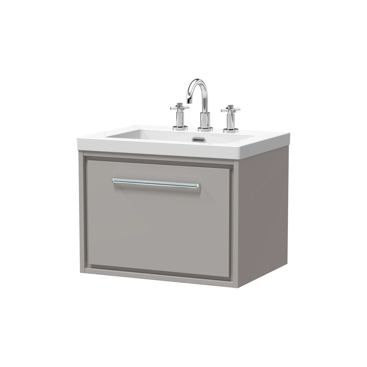 Hudson Reed Lille 600mm Pebble Grey 1 Drawer Wall Hung Vanity Unit & Basin