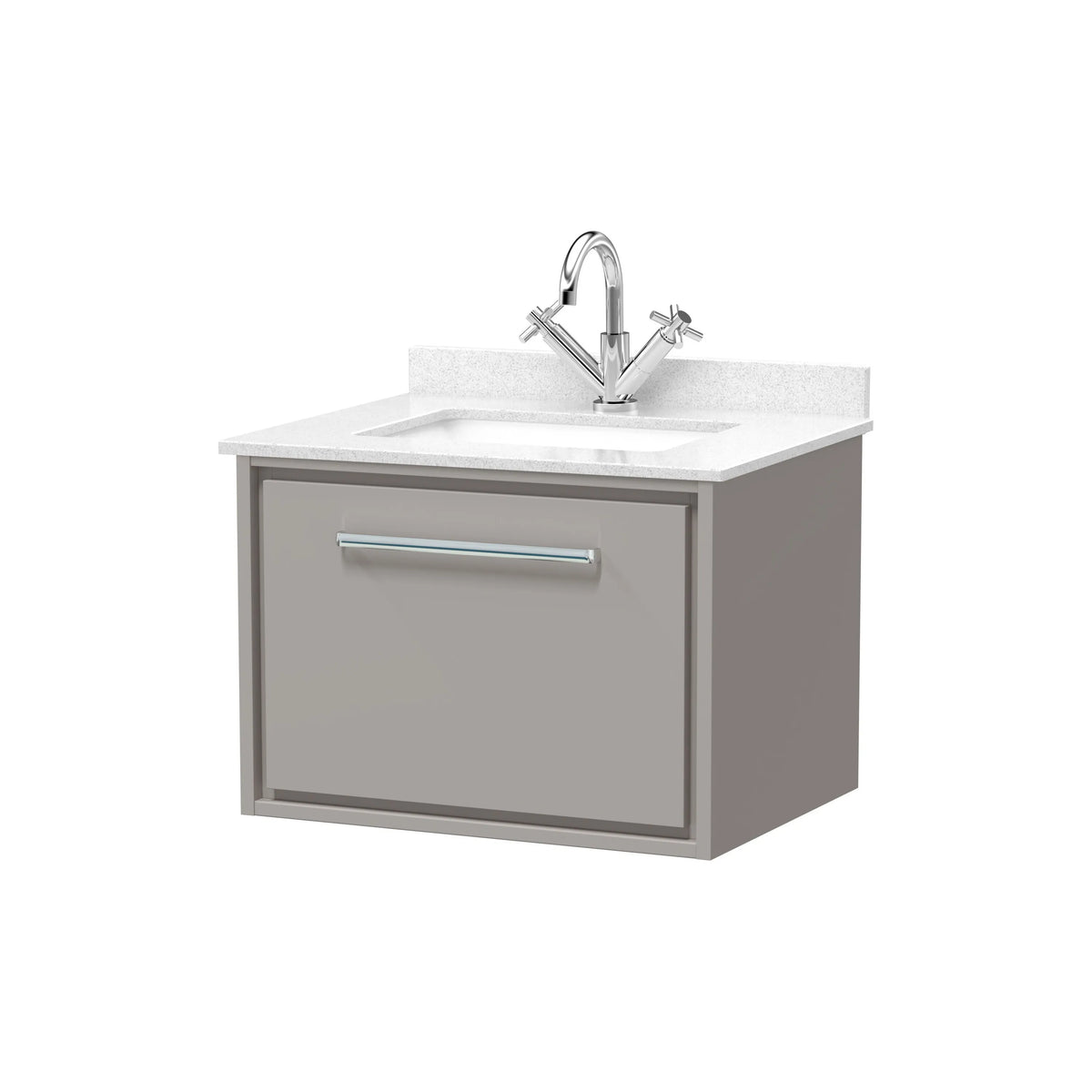 Hudson Reed Lille 600mm Pebble Grey 1 Drawer Wall Hung Vanity Unit & Basin