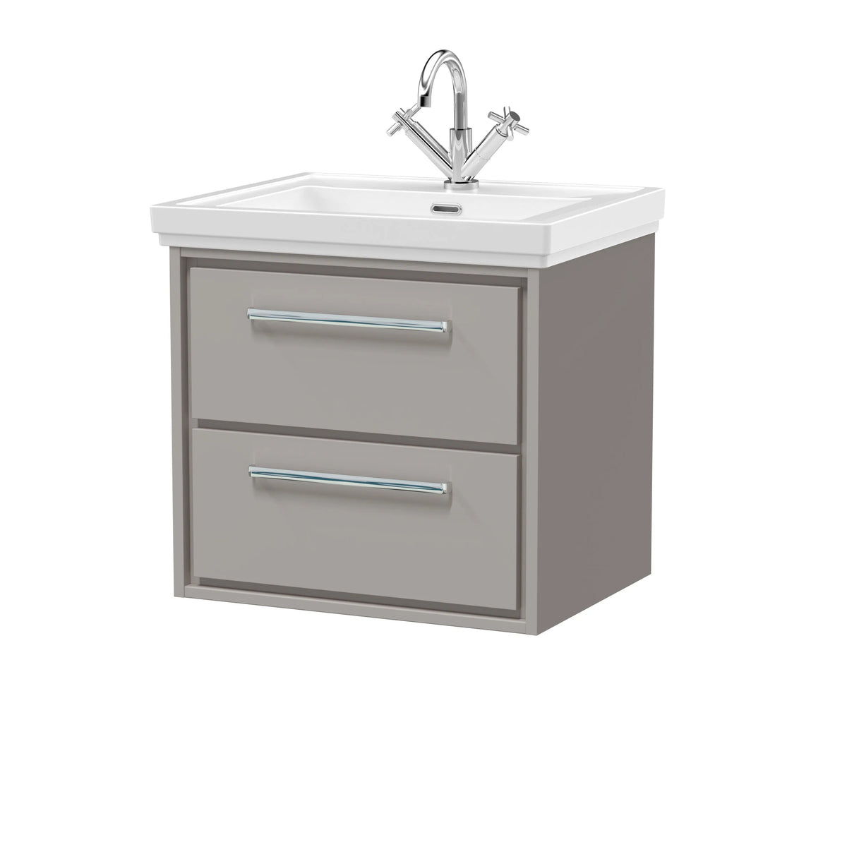 Hudson Reed Lille 600mm Pebble Grey 2 Drawer Wall Hung Vanity Unit & Basin