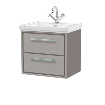 Hudson Reed Lille 600mm Pebble Grey 2 Drawer Wall Hung Vanity Unit & Basin