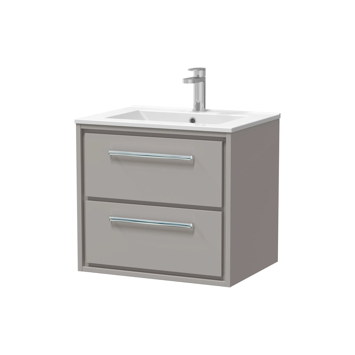 Hudson Reed Lille 600mm Pebble Grey 2 Drawer Wall Hung Vanity Unit & Basin