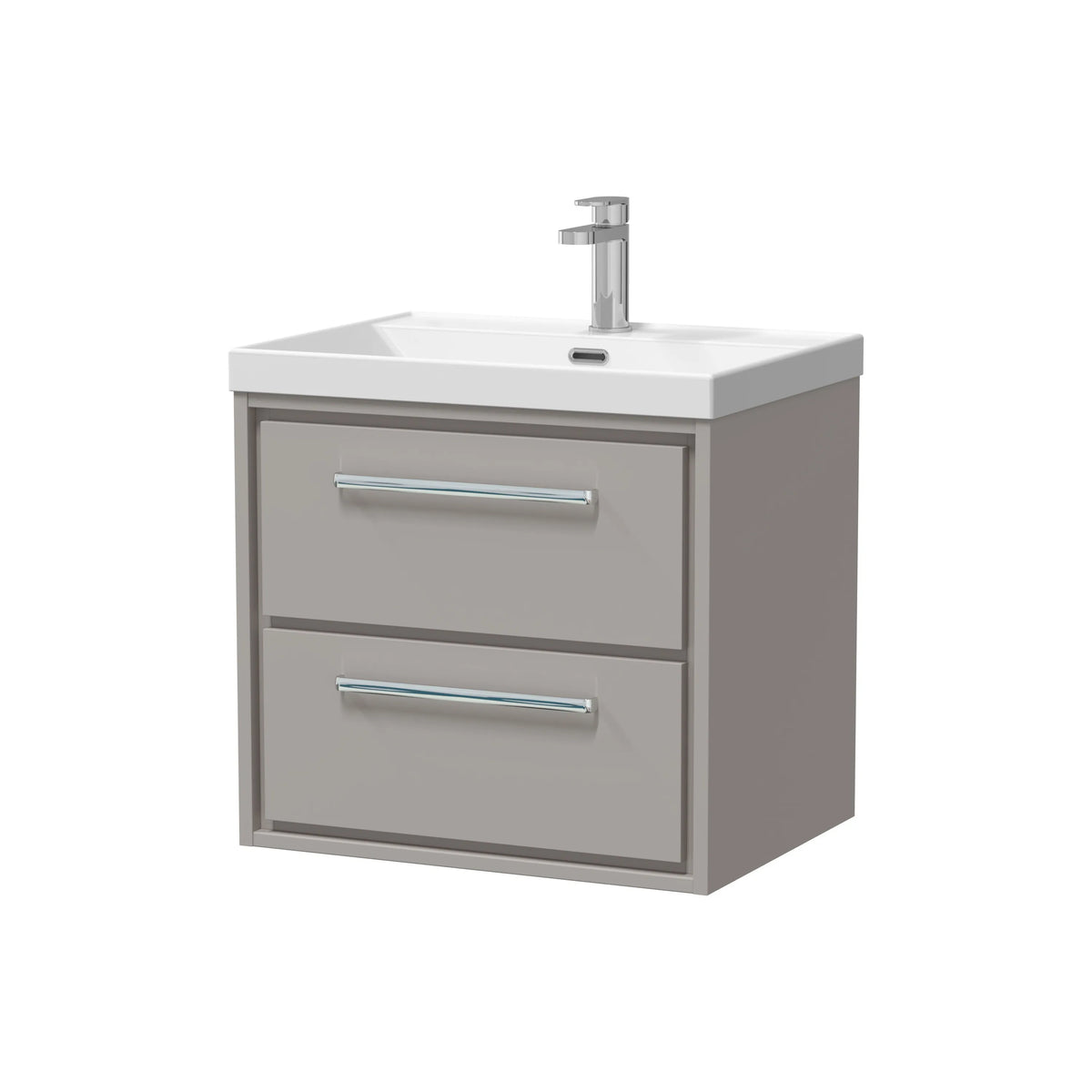 Hudson Reed Lille 600mm Pebble Grey 2 Drawer Wall Hung Vanity Unit & Basin