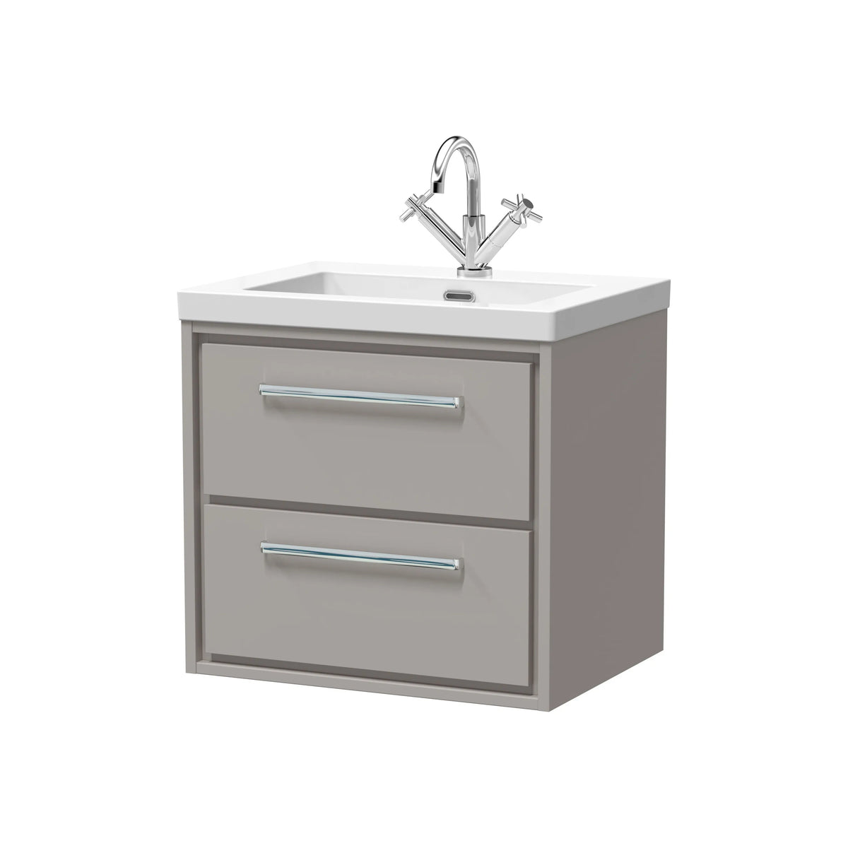 Hudson Reed Lille 600mm Pebble Grey 2 Drawer Wall Hung Vanity Unit & Basin