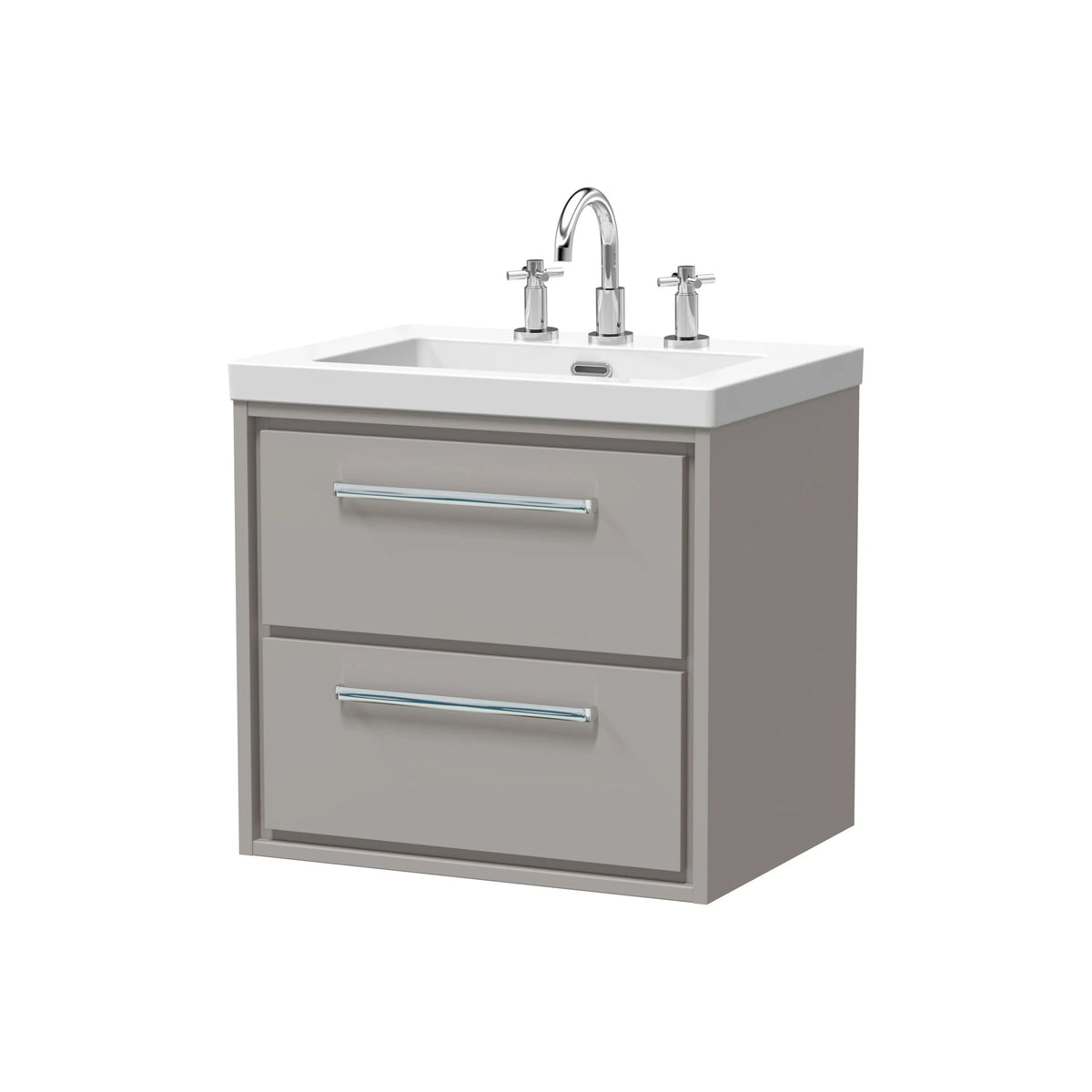 Hudson Reed Lille 600mm Pebble Grey 2 Drawer Wall Hung Vanity Unit & Basin