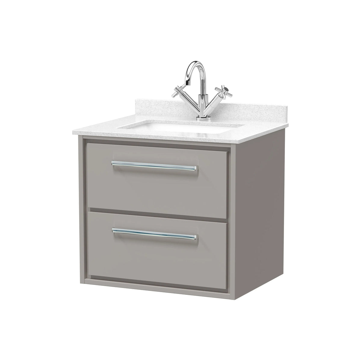 Hudson Reed Lille 600mm Pebble Grey 2 Drawer Wall Hung Vanity Unit & Basin