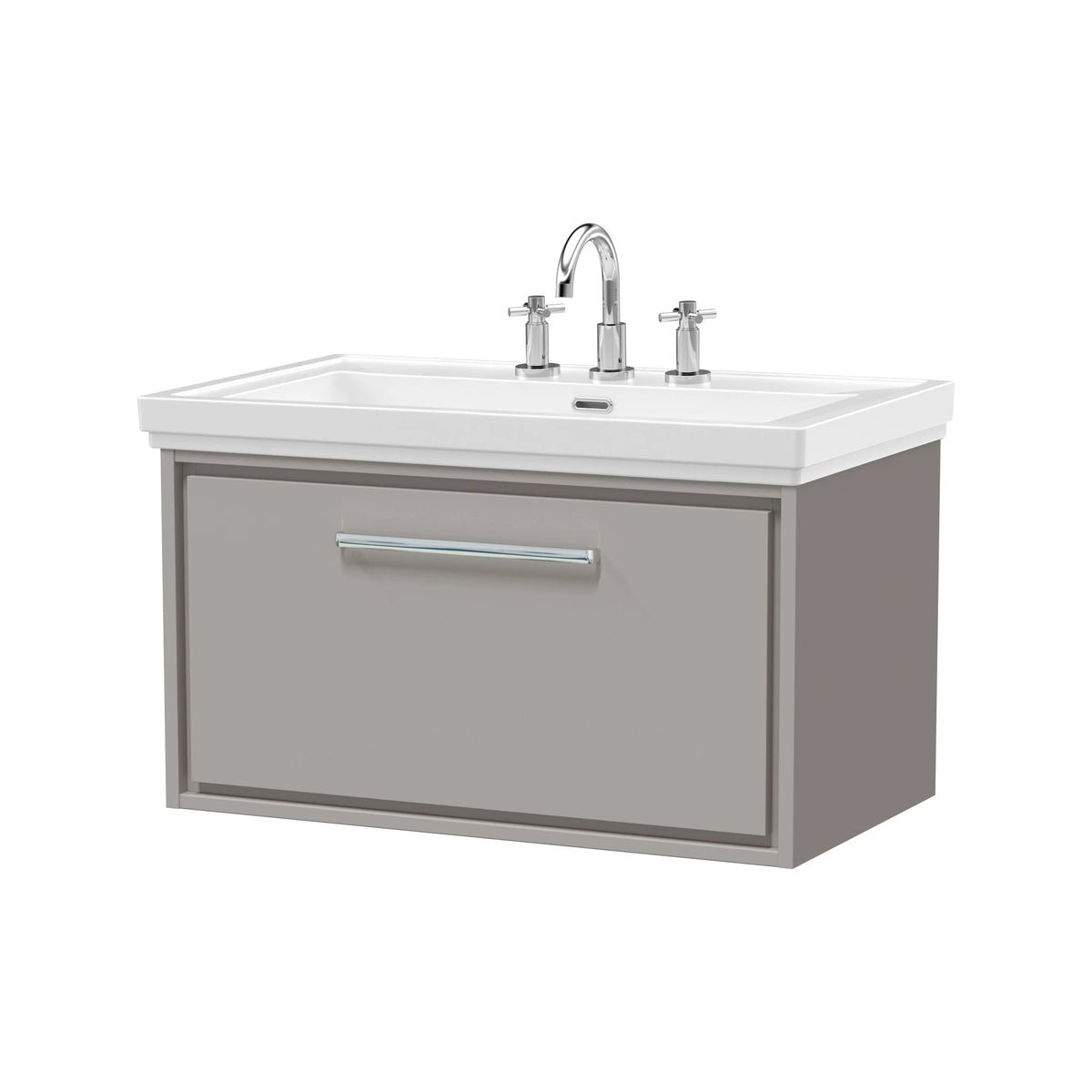 Hudson Reed Lille 800mm Pebble Grey 1 Drawer Wall Hung Vanity Unit & Basin