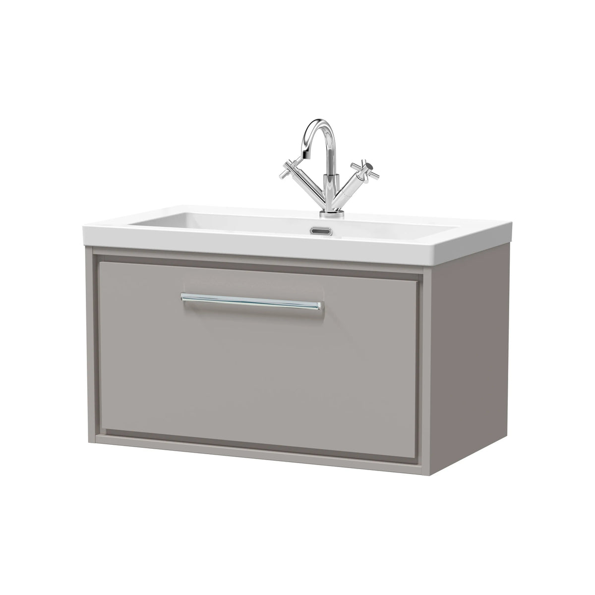 Hudson Reed Lille 800mm Pebble Grey 1 Drawer Wall Hung Vanity Unit & Basin