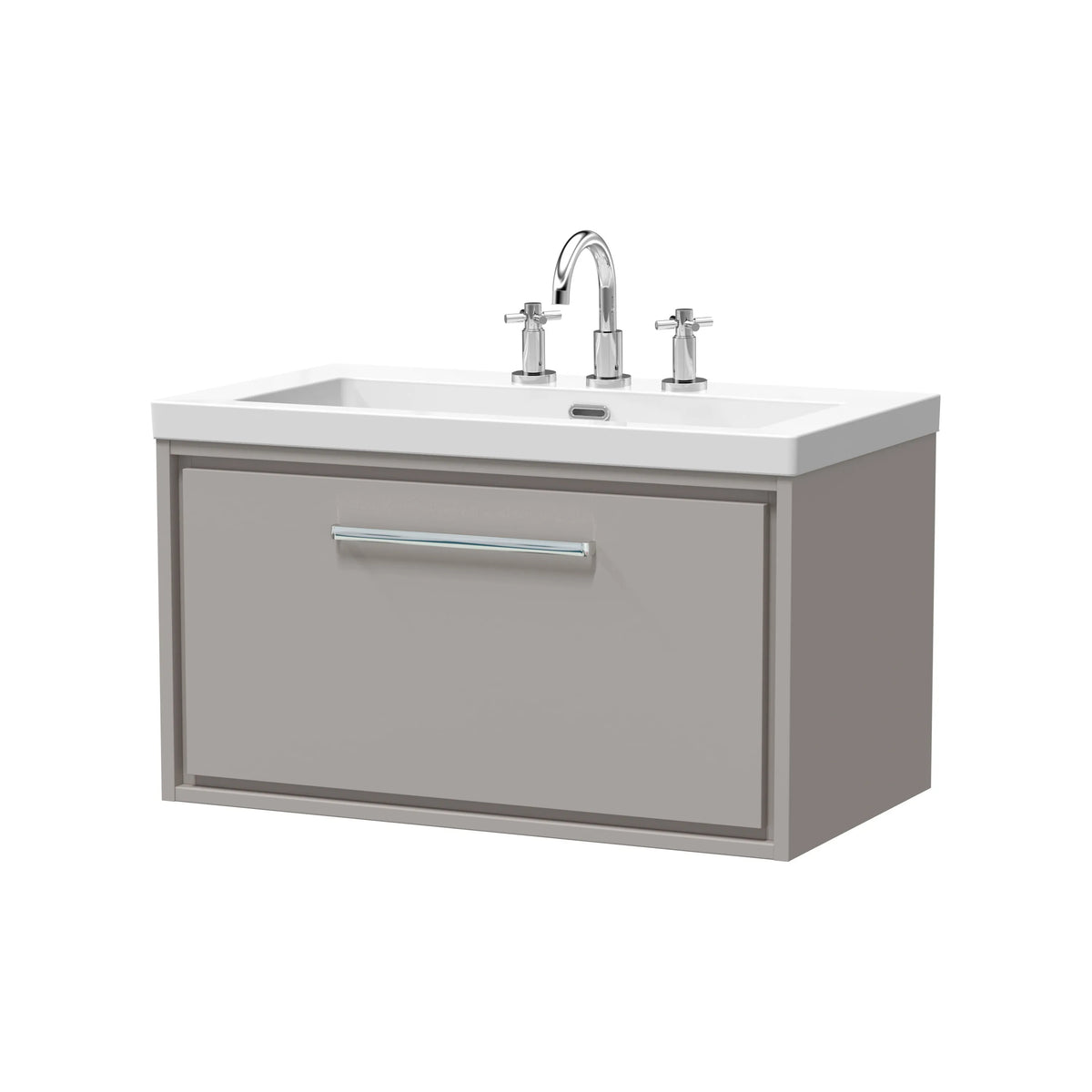 Hudson Reed Lille 800mm Pebble Grey 1 Drawer Wall Hung Vanity Unit & Basin
