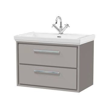 Hudson Reed Lille 800mm Pebble Grey 2 Drawer Wall Hung Vanity Unit & Basin