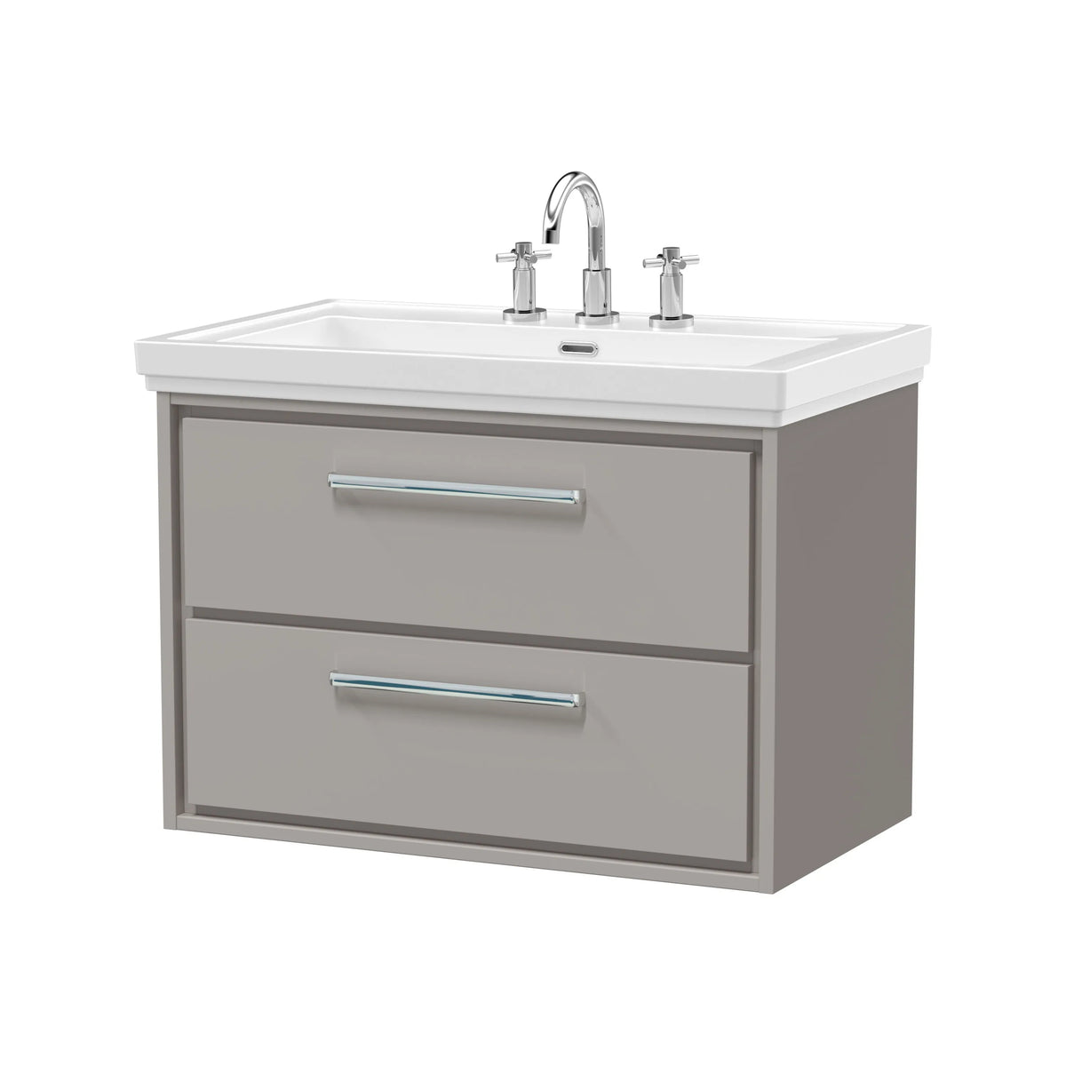 Hudson Reed Lille 800mm Pebble Grey 2 Drawer Wall Hung Vanity Unit & Basin