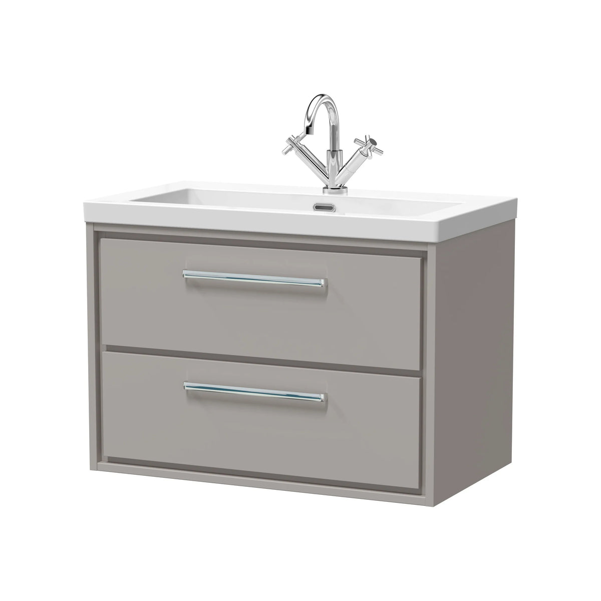 Hudson Reed Lille 800mm Pebble Grey 2 Drawer Wall Hung Vanity Unit & Basin