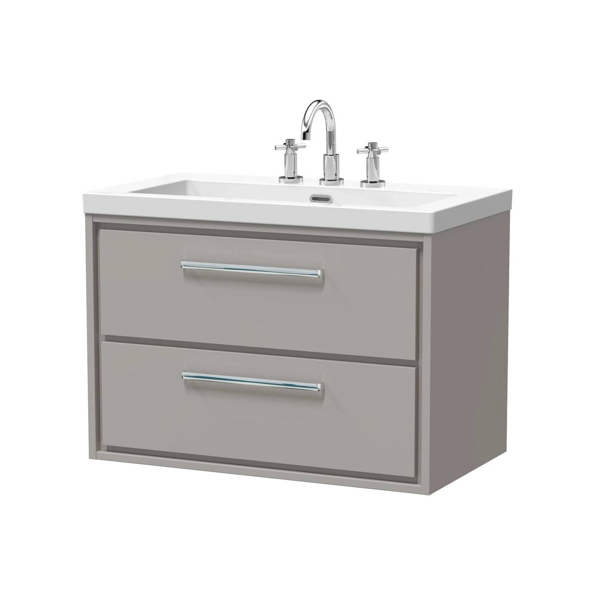 Hudson Reed Lille 800mm Pebble Grey 2 Drawer Wall Hung Vanity Unit & Basin