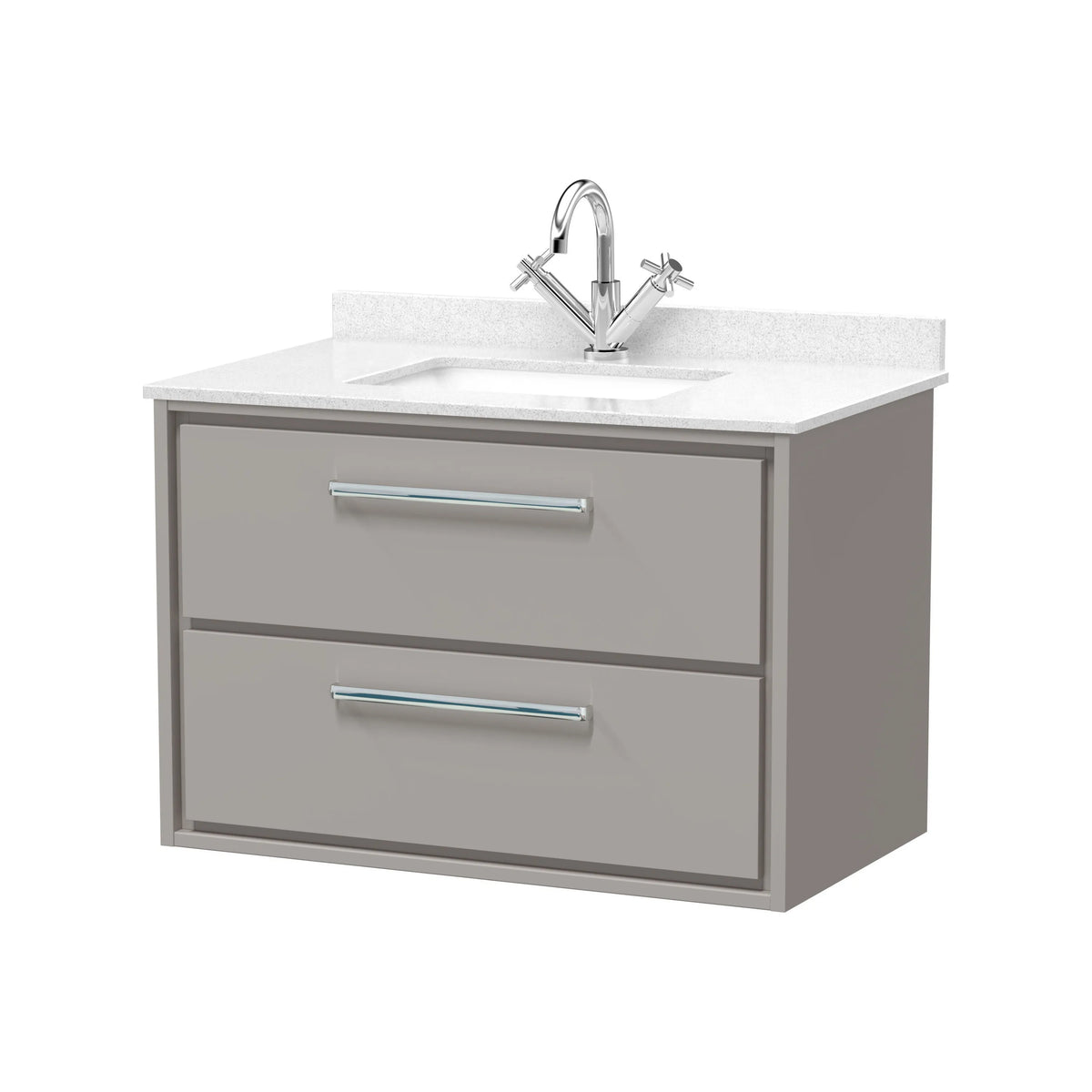 Hudson Reed Lille 800mm Pebble Grey 2 Drawer Wall Hung Vanity Unit & Basin
