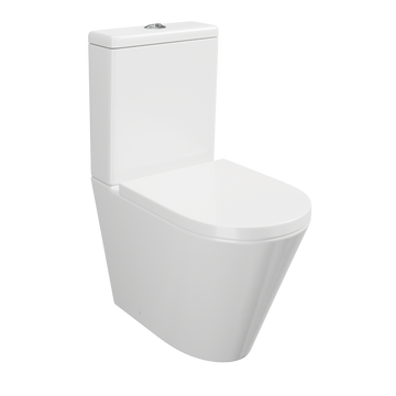 Linea Rimless Close Coupled Toilet with Full Back Pan, Ceramic Cistern & Soft Close Seat
