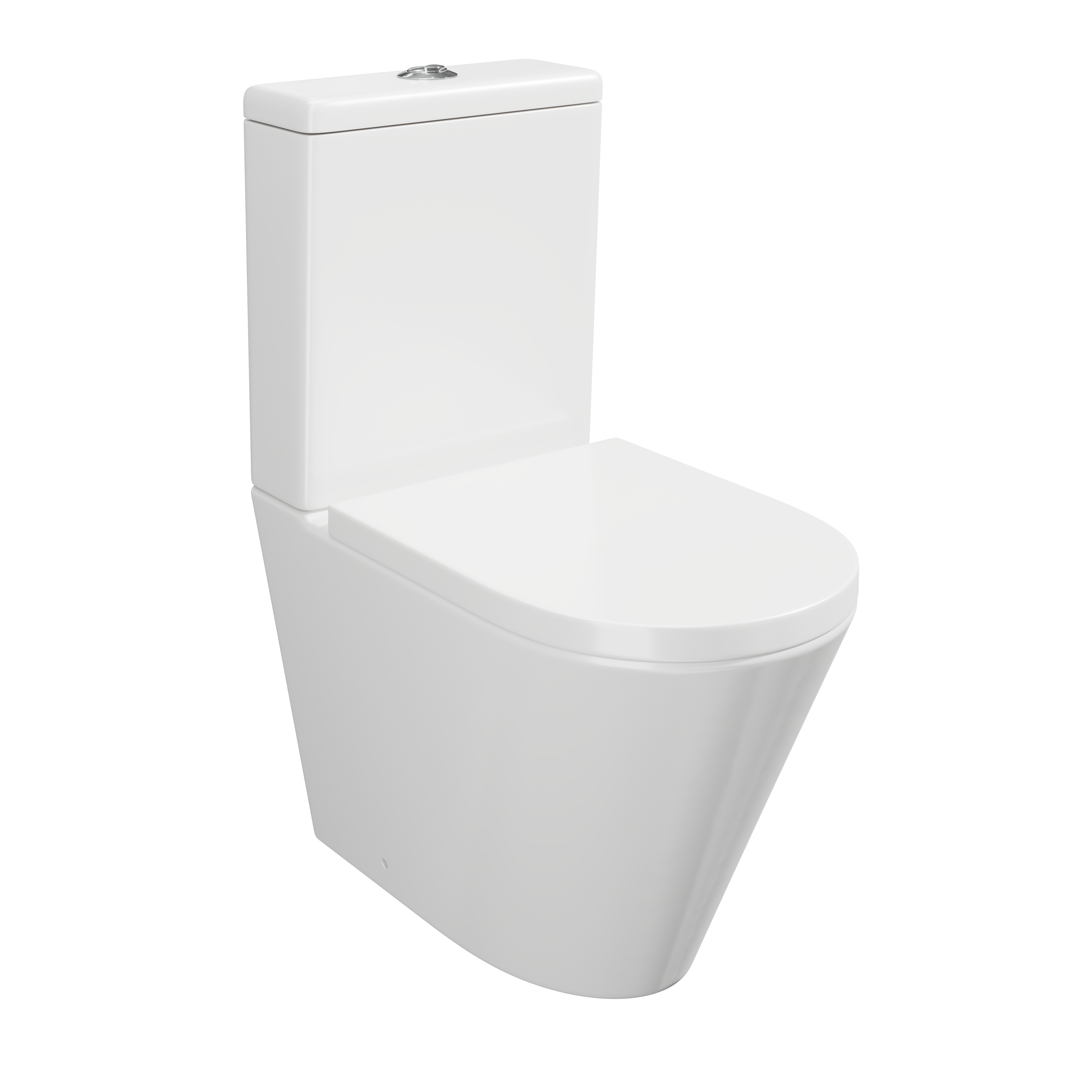 Linea Rimless Close Coupled Toilet with Full Back Pan, Ceramic Cistern & Soft Close Seat