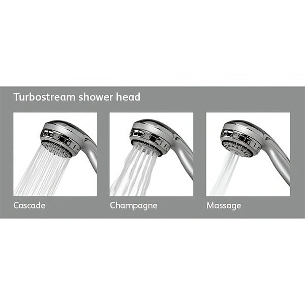 Aqualisa Turbostream Round Chrome Tilt Shower Head with Arm - 90 x 90mm - 3 Spray Modes