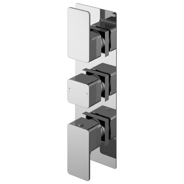 Nuie Windon Concealed Thermostatic Shower Valve - Rectangular Trim - 3 Control