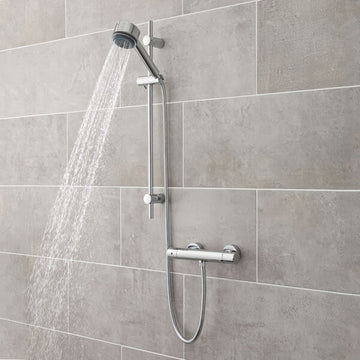 Hudson Reed Linear Chrome Shower Slider Kit - Multi Function Handset - 705mm High