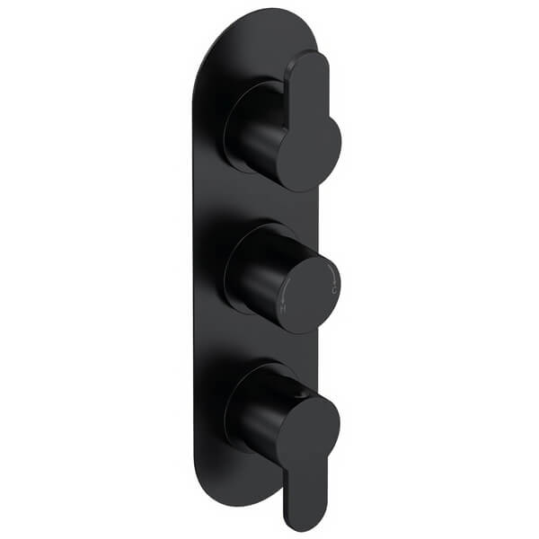 Nuie Arvan Contemporary Concealed Thermostatic Shower Valve - Oval Trim - 3 Control