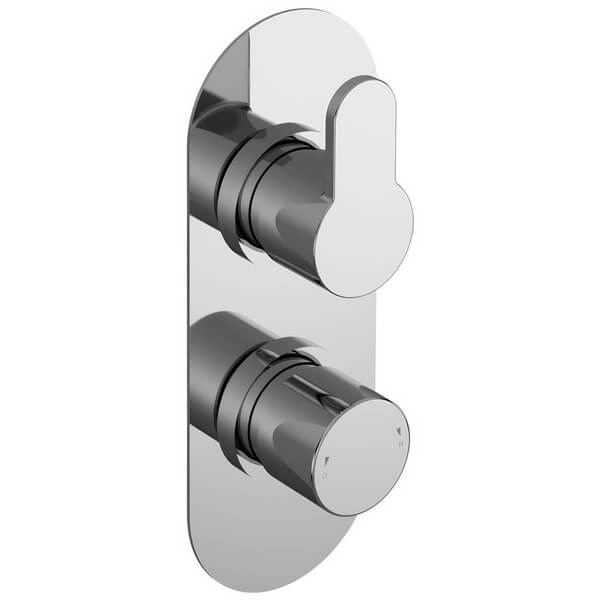 Nuie Arvan Contemporary Concealed Thermostatic Shower Valve - Oval Trim - 2 Control