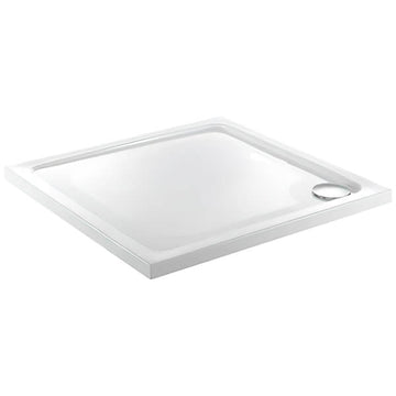 Just Trays JTFusion Flat-Top White Square Shower Tray with Waste - ABS Capped Acrylic Stone Resin
