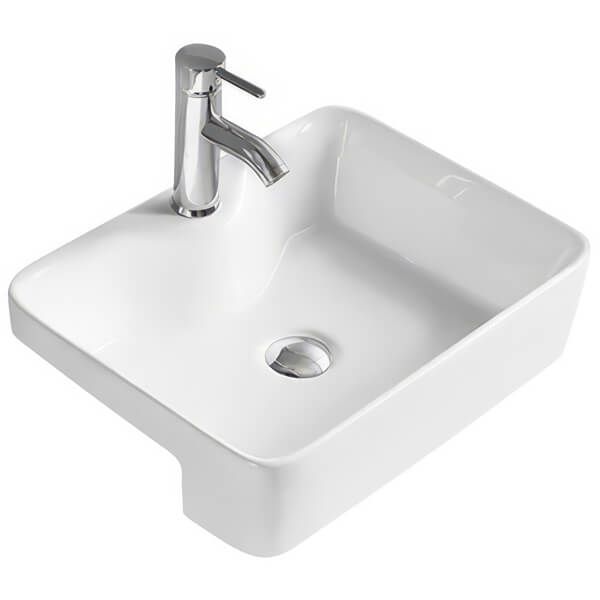 Hudson Reed Vessel 480 x 370mm Rectangular White Semi-Recessed Basin