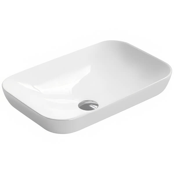 Hudson Reed Vessel 520 x 340mm Rectangular White Countertop Basin