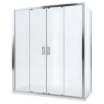 Mira Leap 2 Door Sliding Shower Enclosure with Panels and Handles - Silver Frame